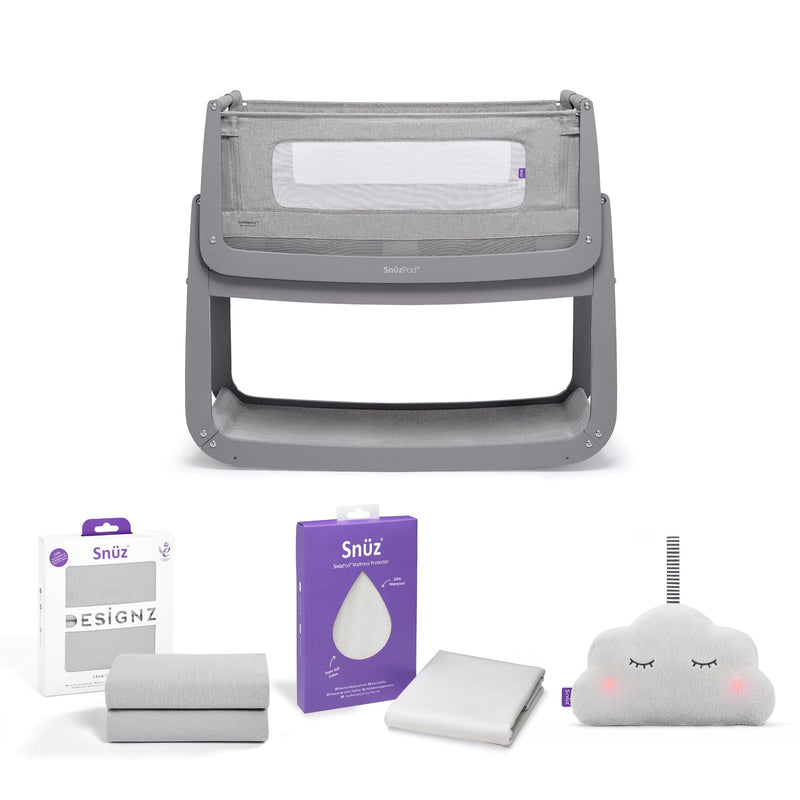 SnüzPod 4 Bedside Crib Starter Bundle Urban Grey Cribs FNBS014H 5060730243813