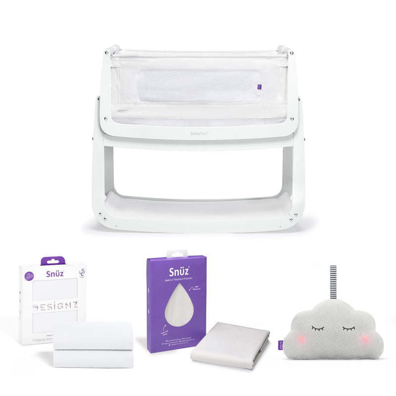 SnüzPod 4 Bedside Crib Starter Bundle White Cribs FNBS014B 5060730242571