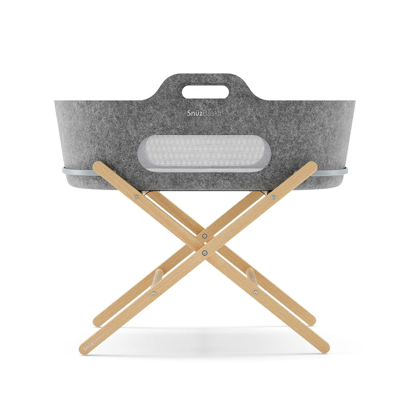 SnüzPod Baskit with Pine Stand in Dark Grey Moses Baskets & Stands FSB001AA