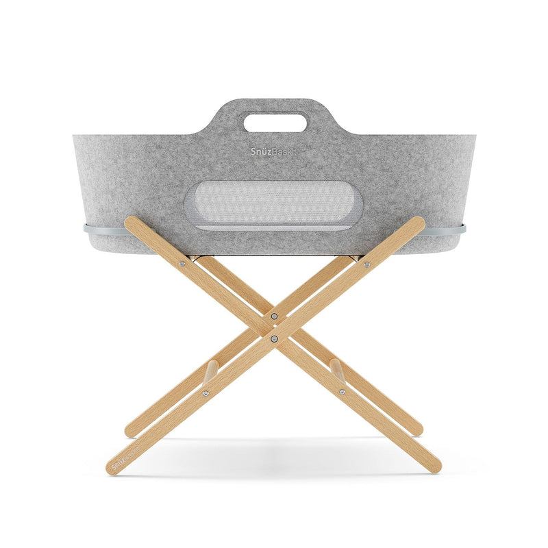 SnüzPod Baskit with Pine Stand in Light Grey Moses Baskets & Stands FSB001AA