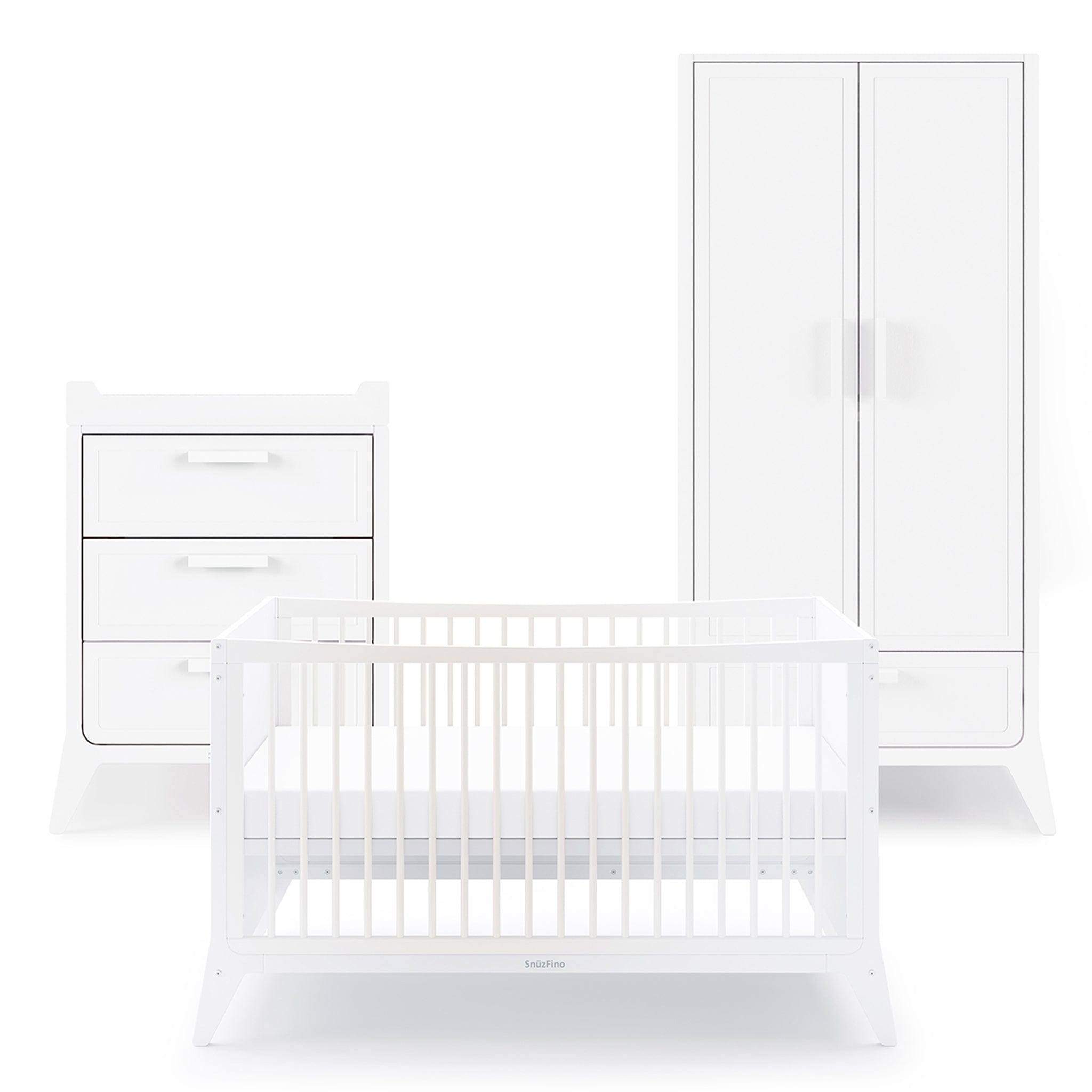 SnuzFino 3 Piece Nursery Furniture Set in White Nursery Room Sets FN027A