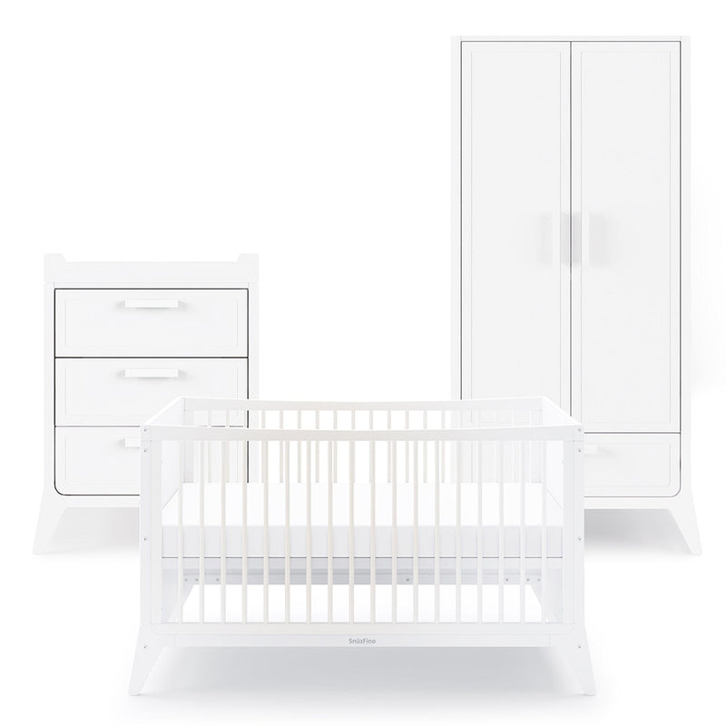 SnuzFino 3 Piece Nursery Furniture Set in White Nursery Room Sets FN027A