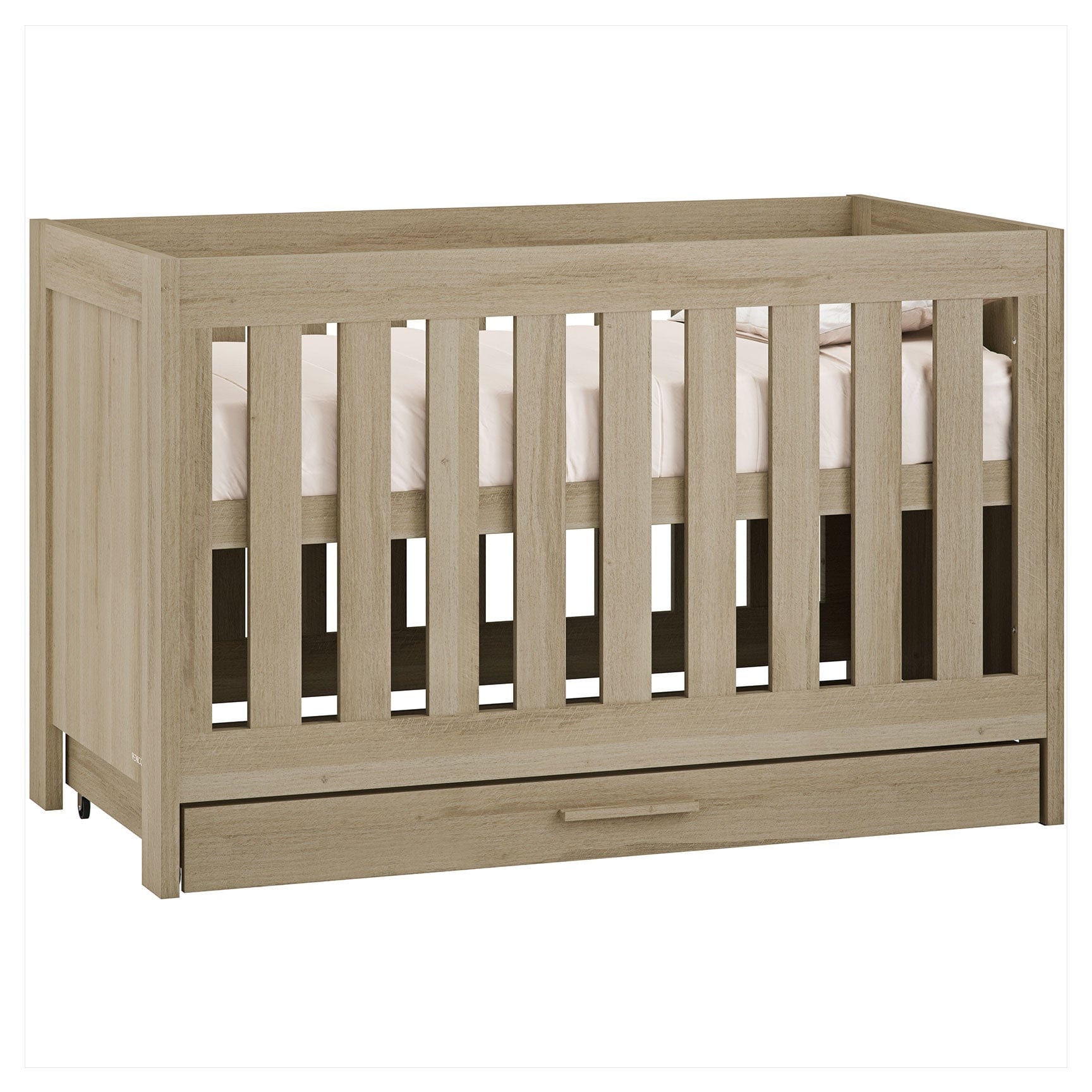 Venicci Forenzo Honey Oak Cot Bed with Drawer - Honey Oak Cot Beds