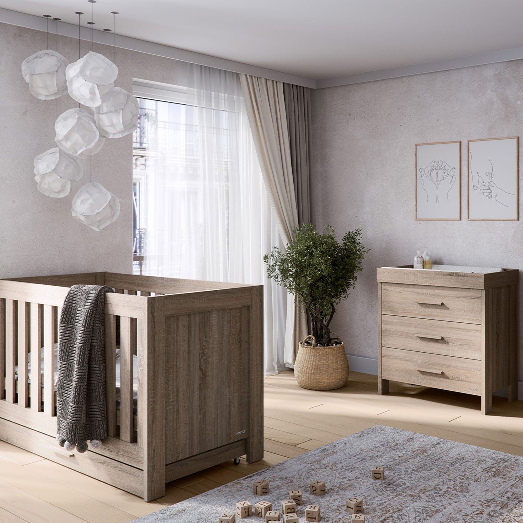 Venicci Forenzo 2 Piece Dresser Roomset - Truffle Oak Nursery Room Sets