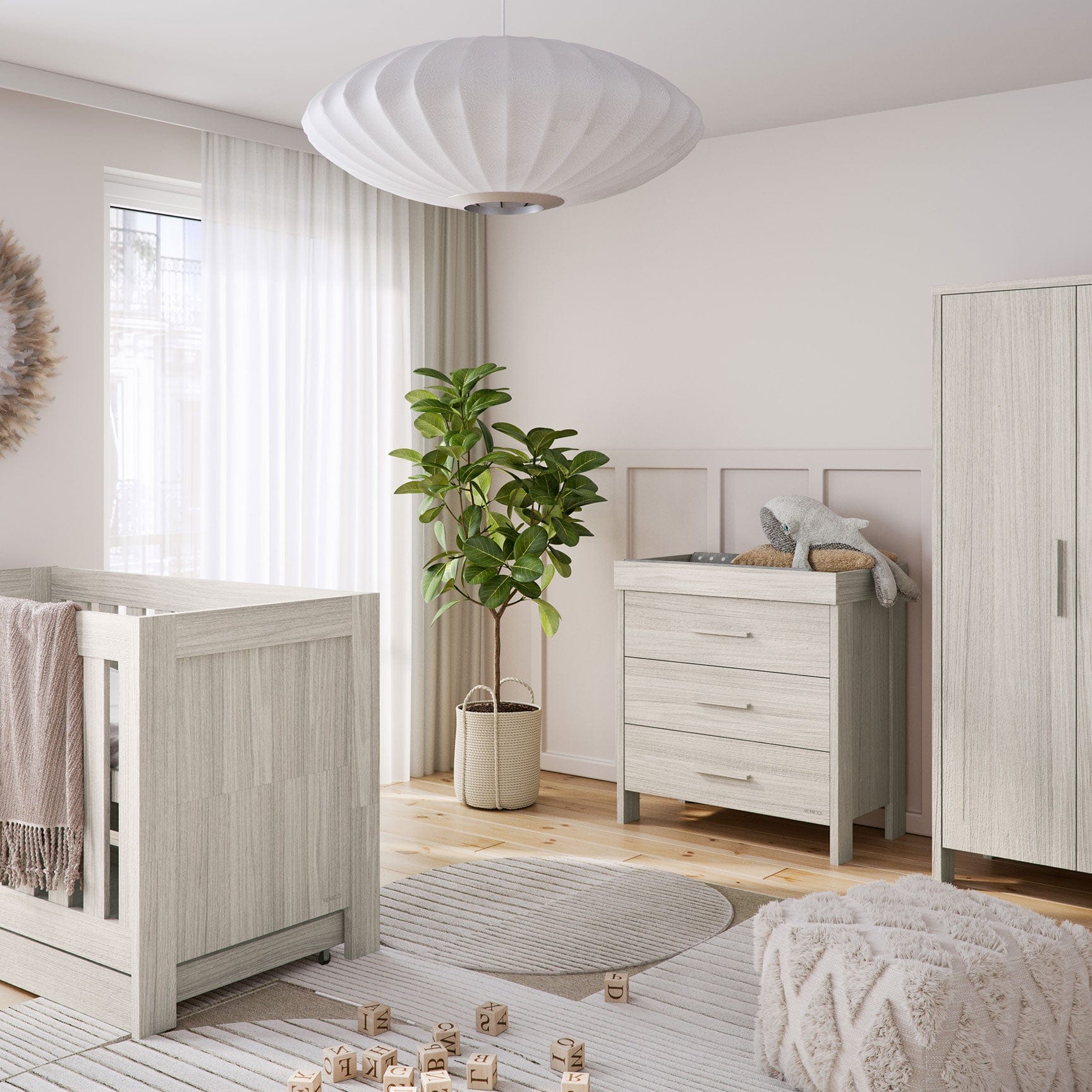 Venicci Forenzo 2 Piece Wardrobe Roomset in Nordic White Nursery Room Sets