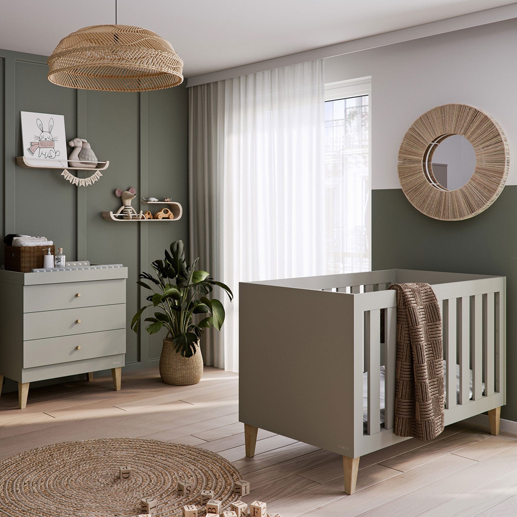 Venicci Saluzzo 2 Piece Dresser Roomset in Warm Grey Nursery Room Sets