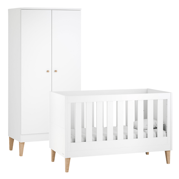 Venicci Saluzzo 2 Piece Wardrobe Roomset in Premium White Nursery Room Sets